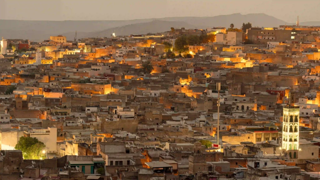 Beautiful sunrise at a town in Morocco