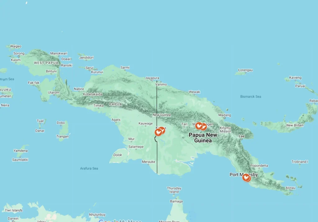 PNG birding Locations Map