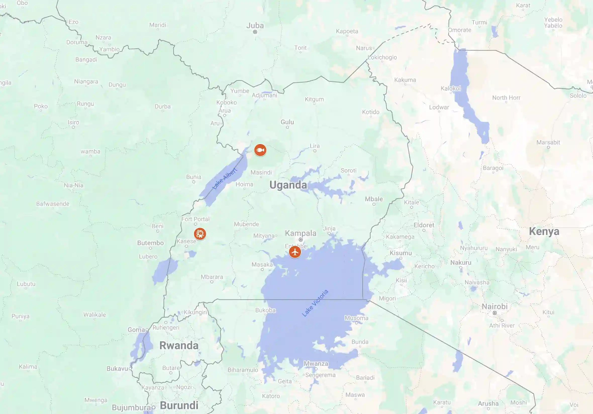 A tour map of Uganda Fishing Tour