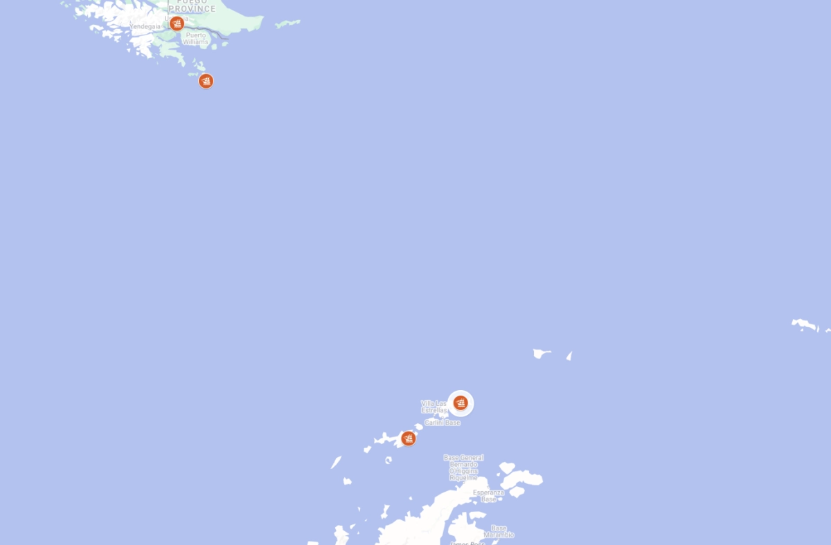 Tour map of Antarctica;