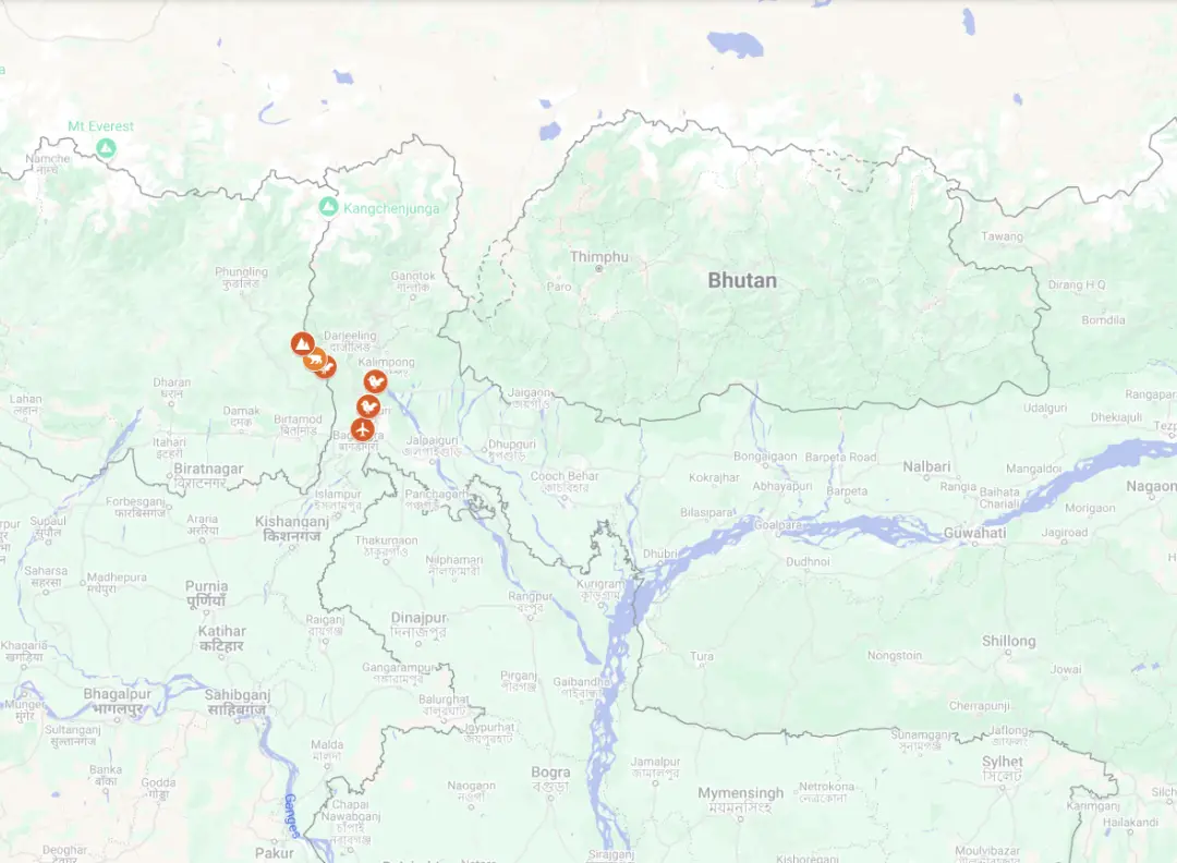 tour map for red panda itinerary