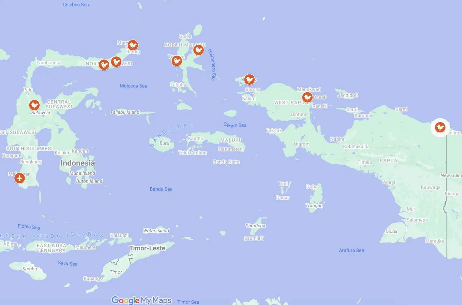 Tour Map of Indonesia Birding