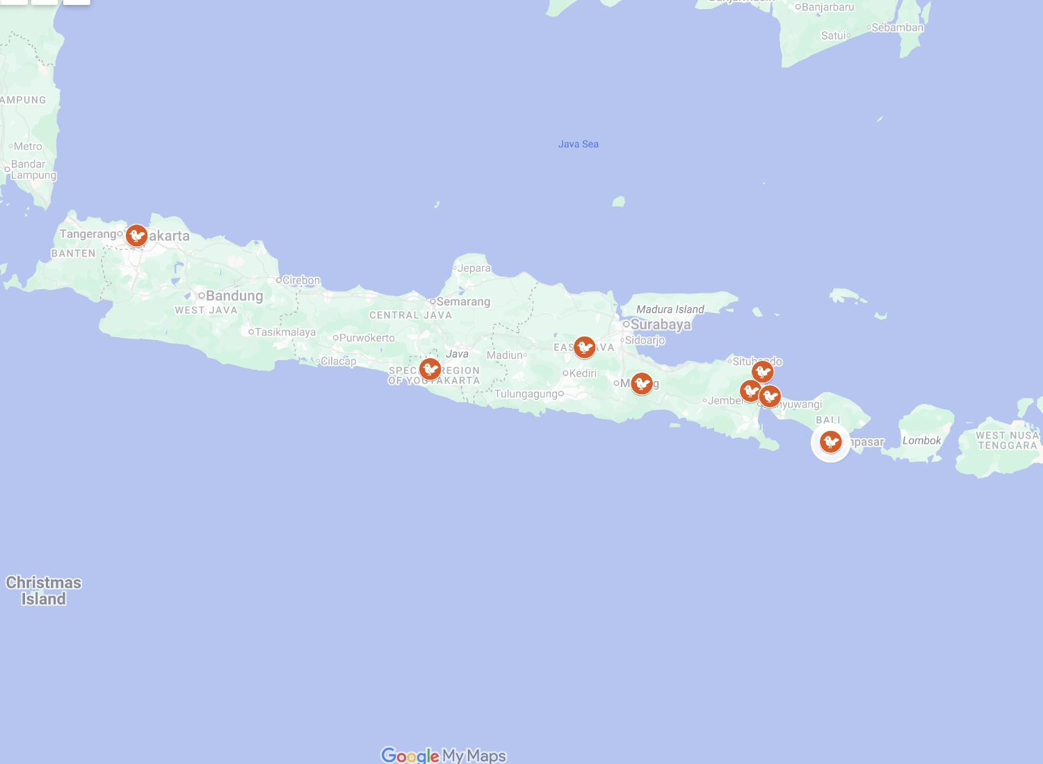 Birdwatchers map of Blai and Java